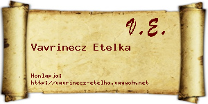 Vavrinecz Etelka névjegykártya
